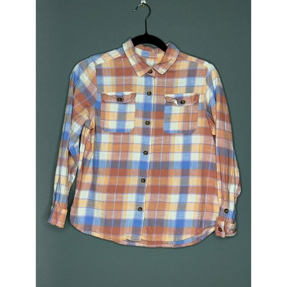 Billabong Big Girls Large LS Plaid Button-Up Flannel Surfer Beach Shirt - Picture 1 of 8